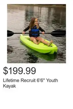 Costco Lifetime Recruit 6'6 Youth Kayak offer