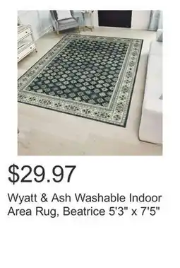Costco Wyatt & Ash Washable Indoor Area Rug, Beatrice 5'3 x 7'5 offer