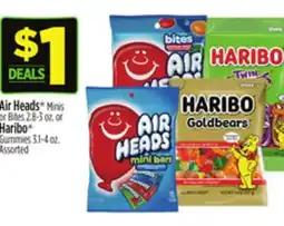 Dollar General Air Heads Minis or Bites 2.8-3 oz. or Haribo Gummies 3.1-4 oz offer