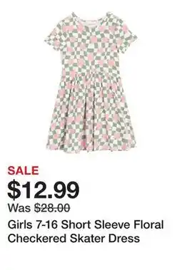 Belk Girls 7-16 Short Sleeve Floral Checkered Skater Dress offer