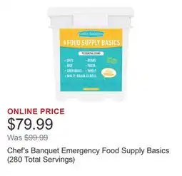 Costco Chef's Banquet Emergency Food Supply Basics (280 Total Servings) offer