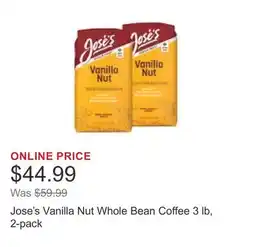 Costco Jose's Vanilla Nut Whole Bean Coffee 3 lb, 2-pack offer