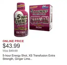 Costco 5-hour Energy Shot, XS Transfusion Extra Strength, Ginger Lime Flavor, 1.93 fl. oz, 24-count offer