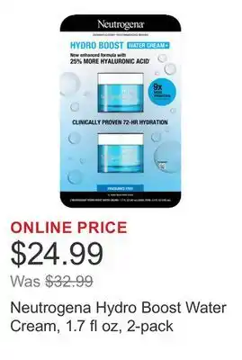 Costco Neutrogena Hydro Boost Water Cream, 1.7 fl oz, 2-pack offer