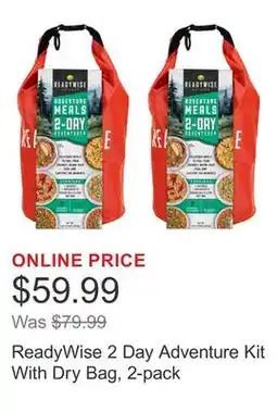Costco ReadyWise 2 Day Adventure Kit With Dry Bag, 2-pack offer