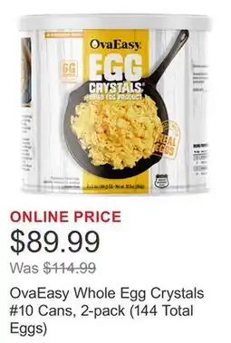 Costco OvaEasy Whole Egg Crystals #10 Cans, 2-pack (144 Total Eggs) offer