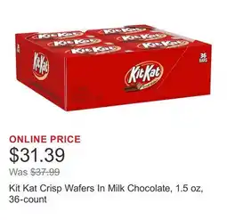 Costco Kit Kat Crisp Wafers In Milk Chocolate, 1.5 oz, 36-count offer