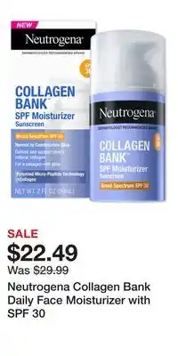 Ulta Beauty Neutrogena Collagen Bank Daily Face Moisturizer with SPF 30 offer