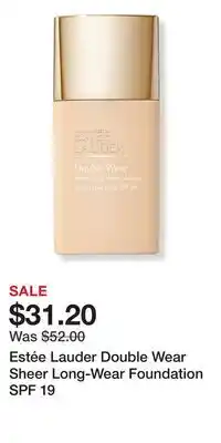 Ulta Beauty Estée Lauder Double Wear Sheer Long-Wear Foundation SPF 19 offer