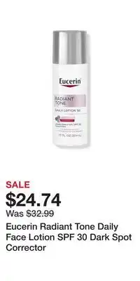 Ulta Beauty Eucerin Radiant Tone Daily Face Lotion SPF 30 Dark Spot Corrector offer