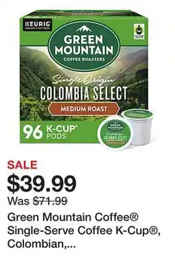 Office Depot Green Mountain Coffee Single-Serve Coffee K-Cup , Colombian, Carton Of 96, 4 x 24 Per Box offer