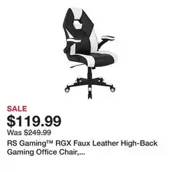 Office Depot RS Gaming RGX Faux Leather High-Back Gaming Office Chair, Black/White, BIFMA Compliant offer