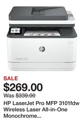 Office Depot HP LaserJet Pro MFP 3101fdw Wireless Laser All-in-One Monochrome Printer offer