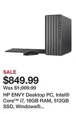 Office Depot HP ENVY Desktop PC, Intel Core i7, 16GB RAM, 512GB SSD, Windows 11 Home (TE01-3066) offer