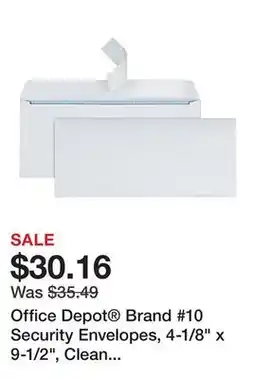 Office Depot Office Depot Brand #10 Security Envelopes, 4-1/8 x 9-1/2, Clean Seal, White, Box Of 500 offer