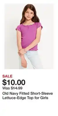 Old Navy Old Navy Fitted Short-Sleeve Lettuce-Edge Top for Girls offer