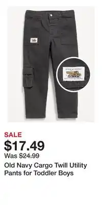 Old Navy Old Navy Cargo Twill Utility Pants for Toddler Boys offer