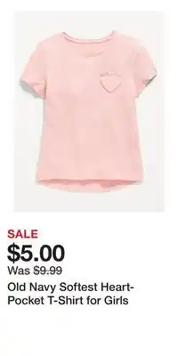 Old Navy Old Navy Softest Heart-Pocket T-Shirt for Girls offer