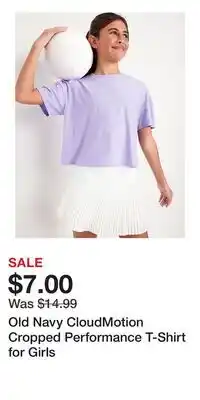 Old Navy Old Navy CloudMotion Cropped Performance T-Shirt for Girls offer