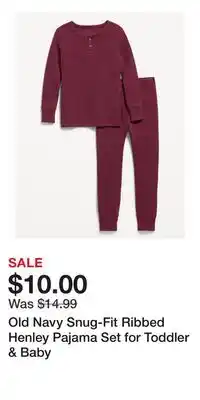 Old Navy Old Navy Snug-Fit Ribbed Henley Pajama Set for Toddler & Baby offer