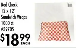 Smart & Final Red Check 12x12" Sandwich Wraps offer