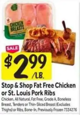 Stop&Shop Stop & shop fat free chicken or st. louis pork ribs offer