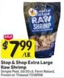 Stop&Shop Stop & shop extra large raw shrimp offer