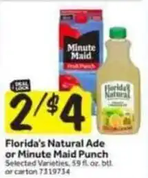 Stop&Shop Florida's natural ade or minute maid punch offer