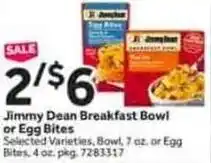 Stop&Shop Jimmy dean breakfast bowl or egg bites offer