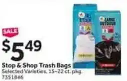 Stop&Shop Stop & shop trash bags offer
