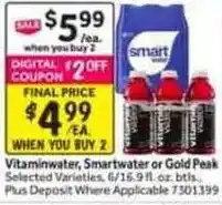 Stop&Shop Vitaminwater, smartwater or gold peak offer