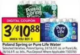 Stop&Shop Poland spring or pure life water offer