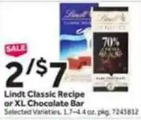 Stop&Shop Lindt Classic Recipe or XL Chocolate Bar offer