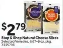 Stop&Shop Stop & shop natural cheese slices offer