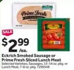 Stop&Shop Eckrich smoked sausage or prime fresh sliced lunch meat offer