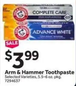 Stop&Shop Arm & hammer toothpaste offer