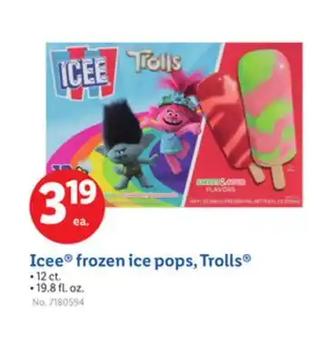 Lidl Icee frozen ice pops, Trolls offer