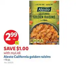 Lidl Alesto California golden raisins offer