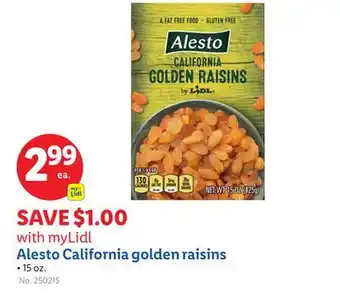 Lidl Alesto California golden raisins offer