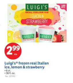 Lidl Luigi's frozen real Italian ice, lemon & strawberry offer