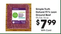 Ralphs Simple Truth Natural 91% Lean Ground Beef offer