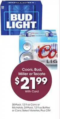 Ralphs Coors, Bud, Miller or Tecate offer