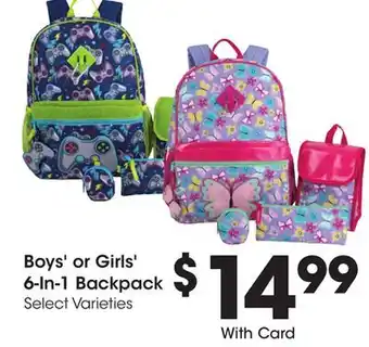 Ralphs Boys' or Girls' 6-In-1 Backpack offer