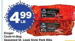 Food 4 Less Kroger Cook-In-Bag Seasoned St. Louis Style Pork Ribs offer