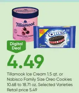 Stater Bros Tillamook Ice Cream 1.5 qt. or Nabisco Family Size Oreo Cookies 10.68 to 18.71 oz offer