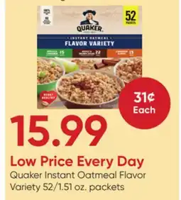 Stater Bros Quaker Instant Oatmeal Flavor Variety offer