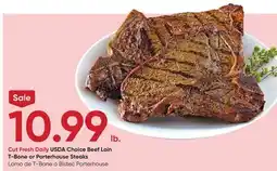 Stater Bros USDA Choice Beef Loin T-Bone or Porterhouse Steaks offer