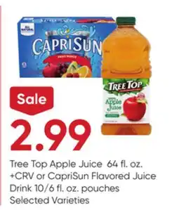 Stater Bros Tree Top Apple Juice 64 fl. oz. or CapriSun Flavored Juice Drink 10/6 fl. oz. pouches offer