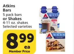 Pavilions Atkins Bars 5 pack bars or Shakes 4-11 oz. shakes offer