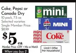 Pavilions Coke, Pepsi or Canada Dry offer